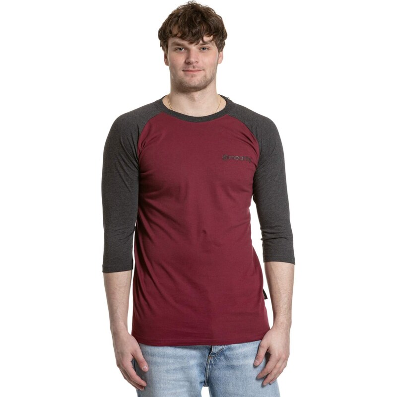 Meatfly pánské tričko s dlouhým rukávem Reagan Raglan Dark Wine