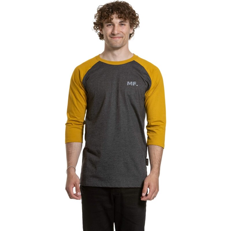 Meatfly pánské tričko s dlouhým rukávem Kennedy Raglan Charcoal