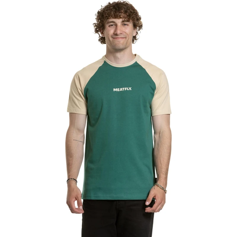 Forest Green Raglan Meatfly pánské tričko Ozzy Raglan Forest Green / Sand | Písková | 100% ...