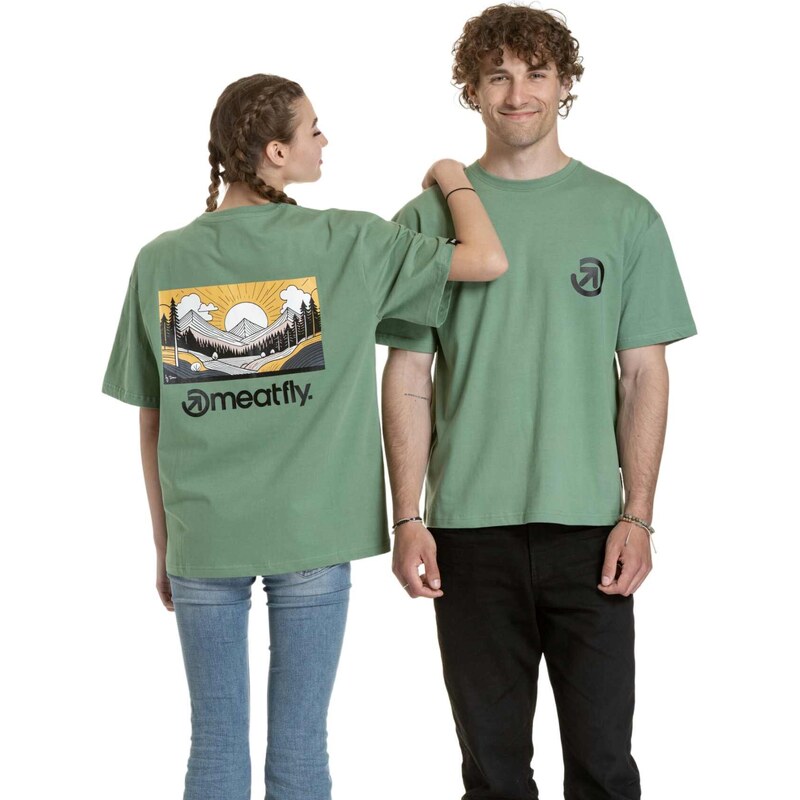 Meatfly unisex tričko Cachuma Hedge Green Mountains | Zelená |