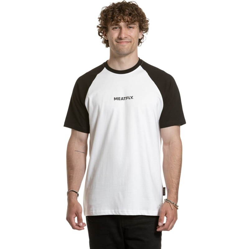 Meatfly pánské tričko Ozzy Raglan White / Black | Bílá | 100%