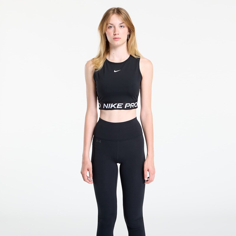 Tílko Nike Pro Womens Dri-FIT Cropped Tank Top Black/ White XS