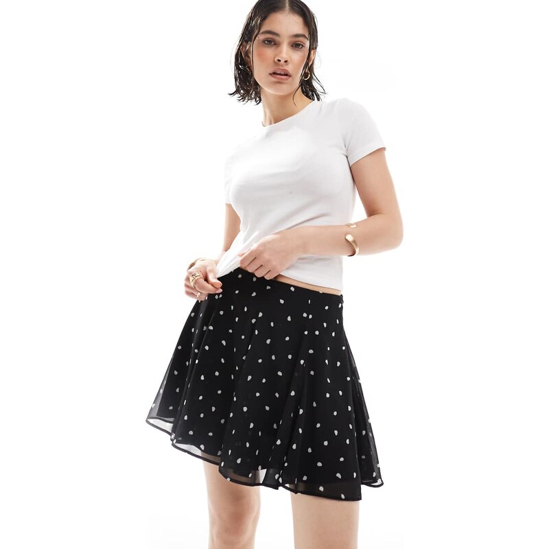 ASOS DESIGN flippy chiffon mini skirt in polka dot-Multi