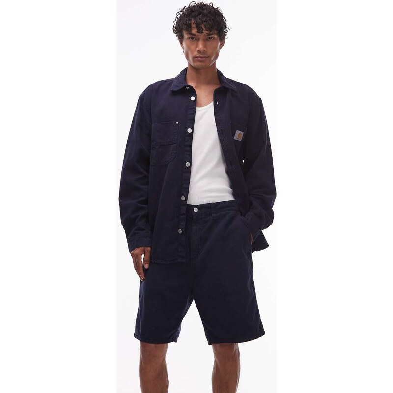 Carhartt WIP walter single knee relaxed fit short in navy