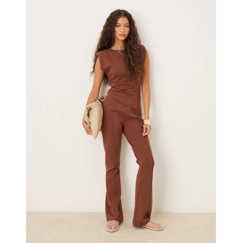 ASOS DESIGN mid rise skinny flare interlock trouser co ord in