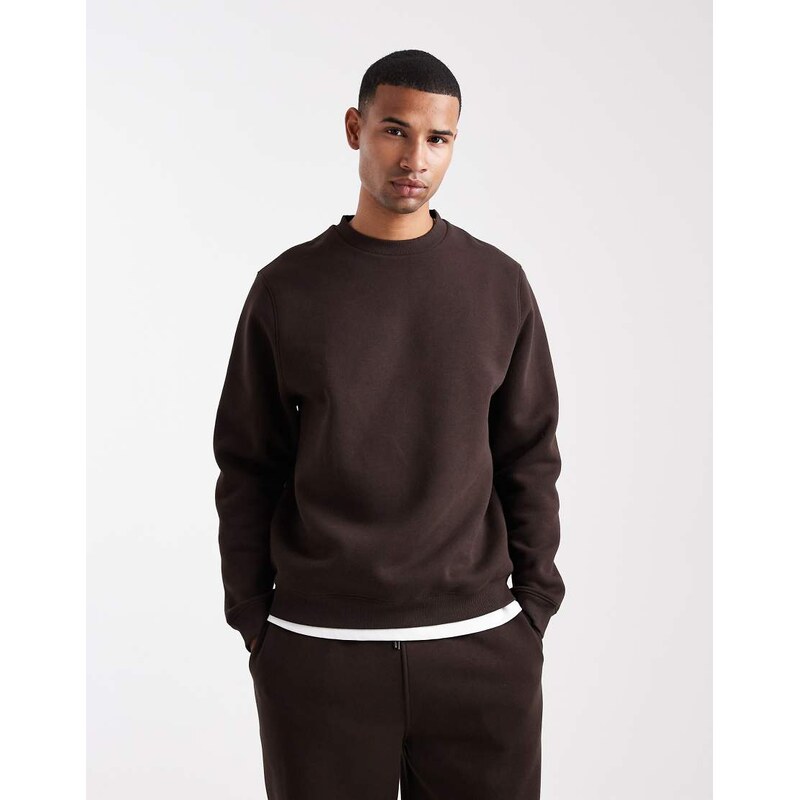 ASOS DESIGN essentials oversized sweatshirt in dark brown