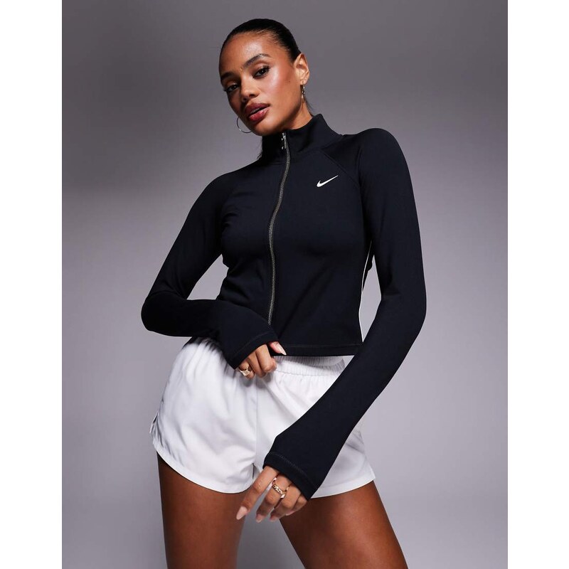 Nike Gym Life Swoosh double zip jacket in black