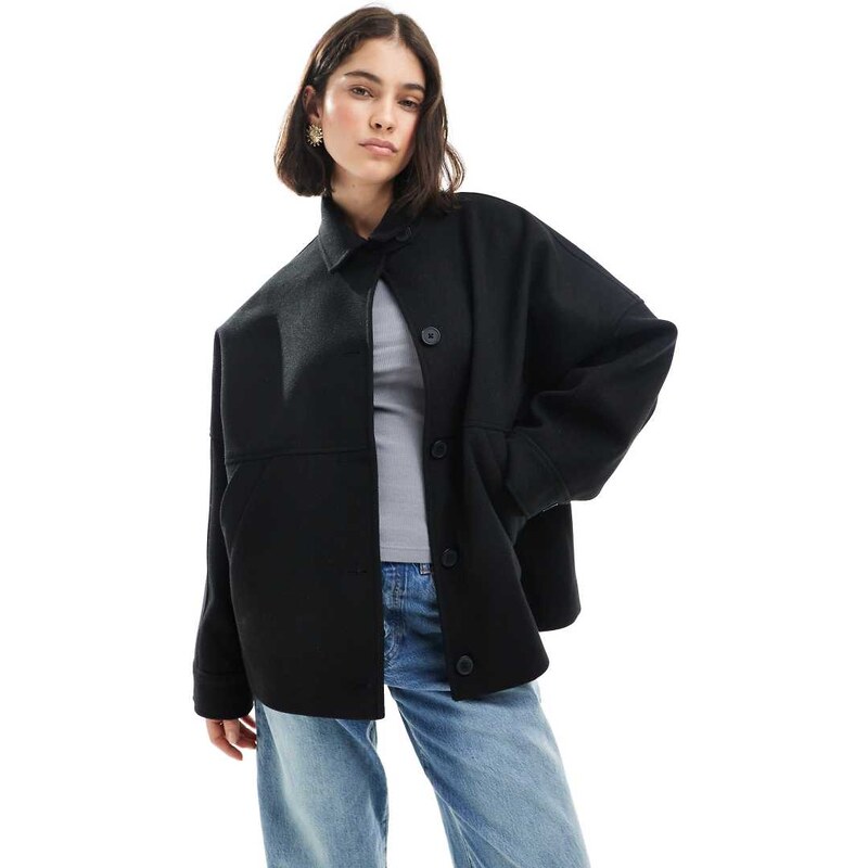 ASOS DESIGN slouchy formal harrington jacket in black