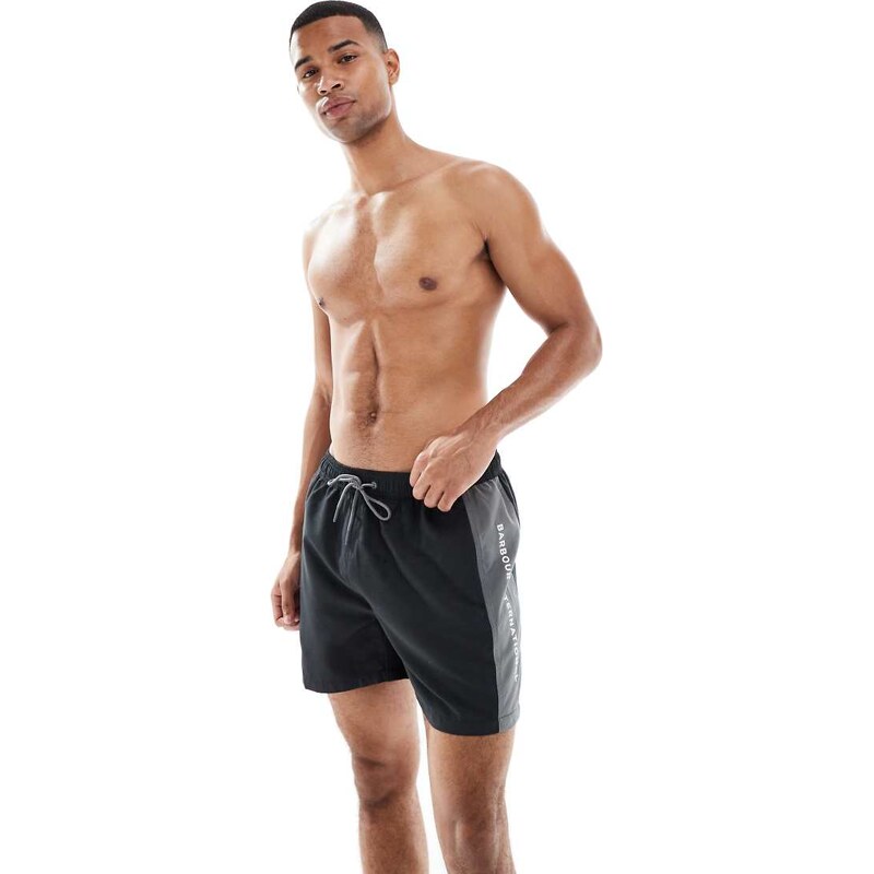 Barbour International logo swimshorts in black 107535085