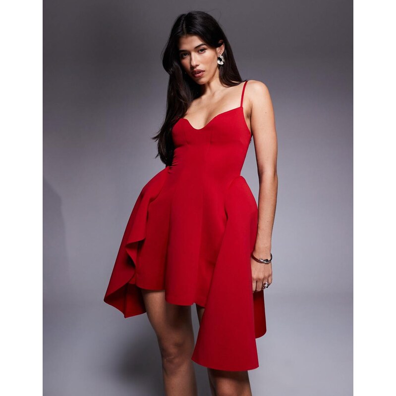 ASOS DESIGN cami mini dress with full asymmetric hem in red