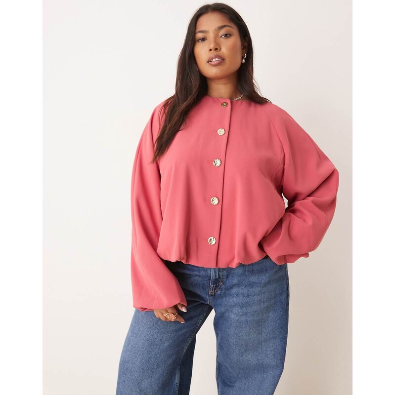 ASOS DESIGN Curve tailored bubble hem jacket with gold button