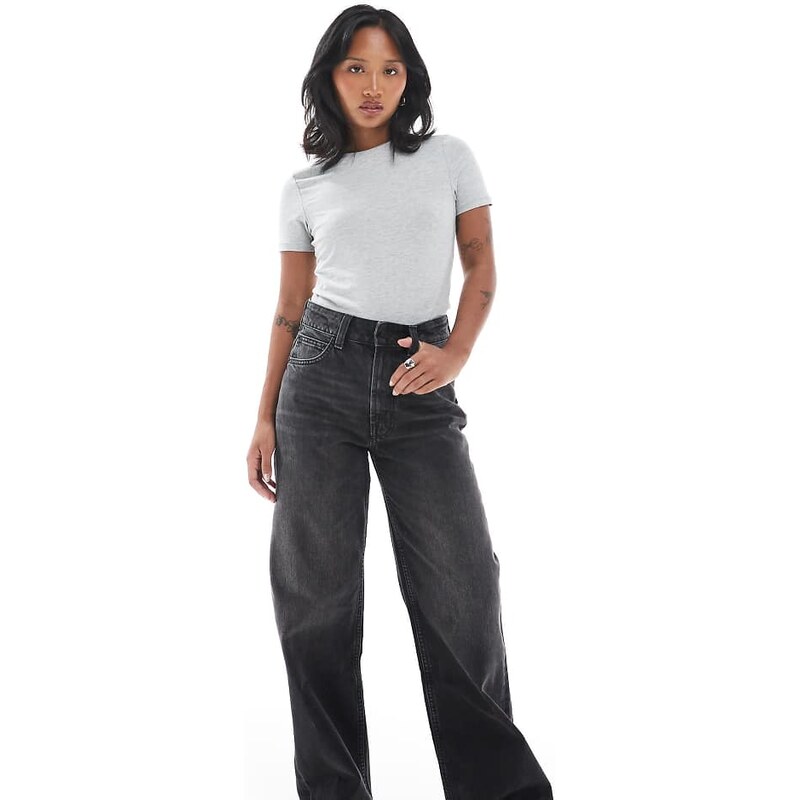 ASOS Petite ASOS DESIGN Petite wide leg dad jeans in washed
