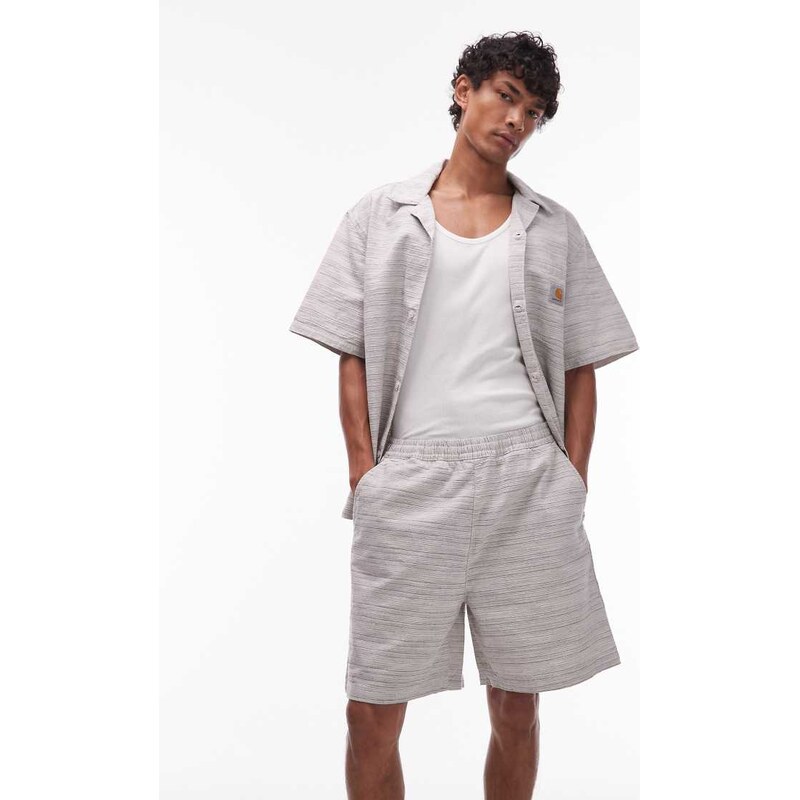 Carhartt WIP gellar textured relaxed fit short co-ord in cream