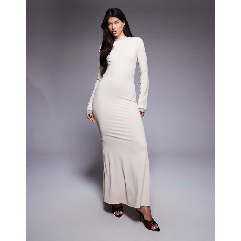 Daska maxi dress with lace detail in cream-White 107556952