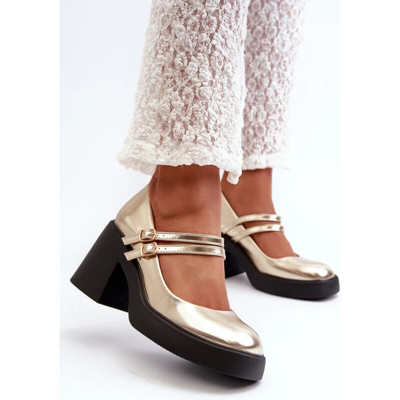 SWEET SHOES Lodičky na podpatku N381 zlaté - Step in style 107552694