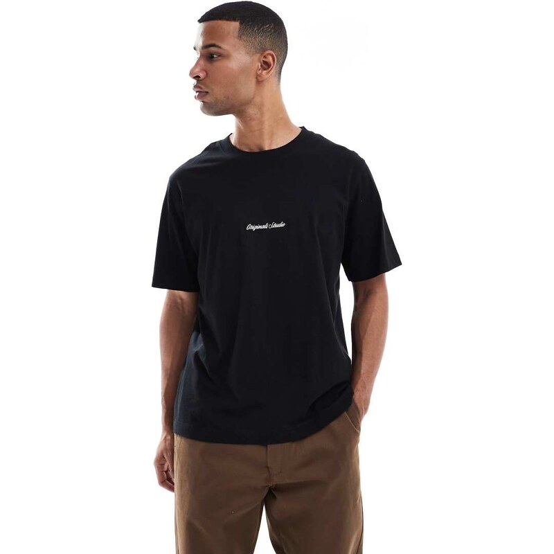 Jack & Jones oversize t-shirt with originals embroidery in black