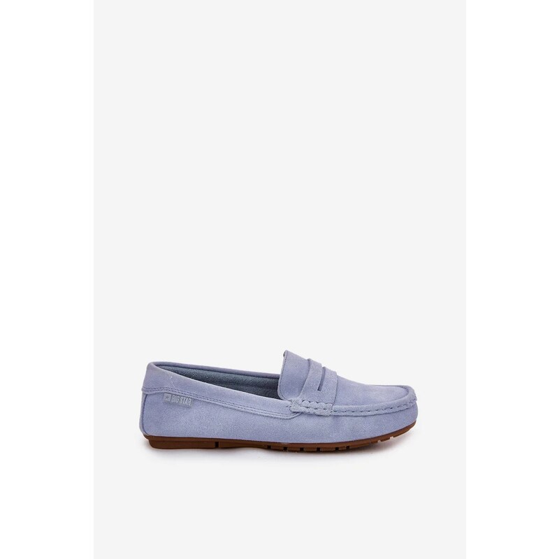 Big Star Shoes Dámské mokasíny z broušené kůže Big Star – modré