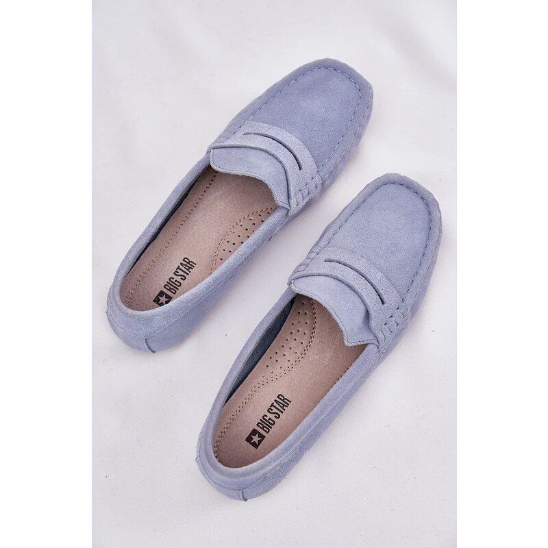 Big Star Shoes Dámské mokasíny z broušené kůže Big Star – modré