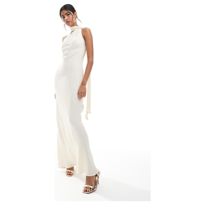 Maids to Measure Bridesmaid one shoulder scarf maxi dress in