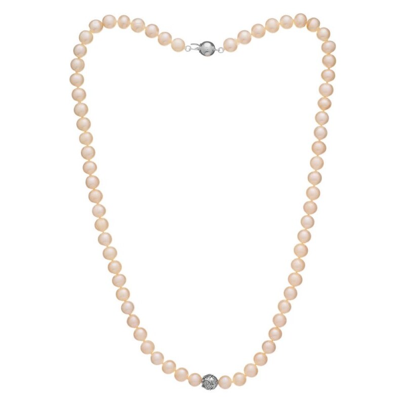 Buka Jewelry Pánský perlový náhrdelník 7,5 AA bílý se stříbrným 110048407