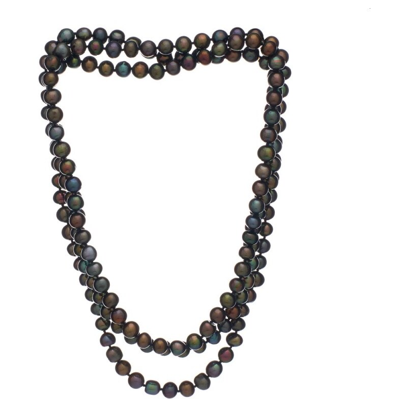 Buka Jewelry Perlový náhrdelník dlouhý 8 AA tmavý 110524793