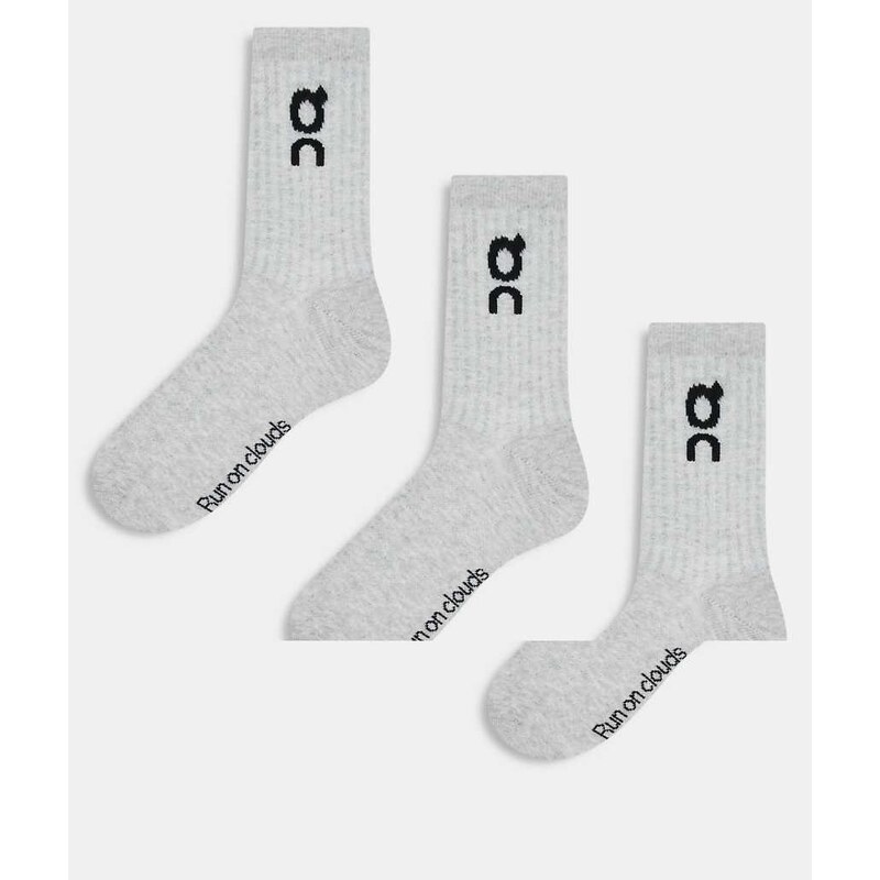 ON 3 pack logo high socks in grey
