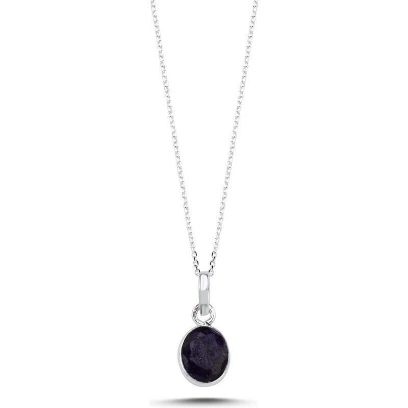LUNICA Stříbrný náhrdelník OVAL SAPPHIRE 107561824