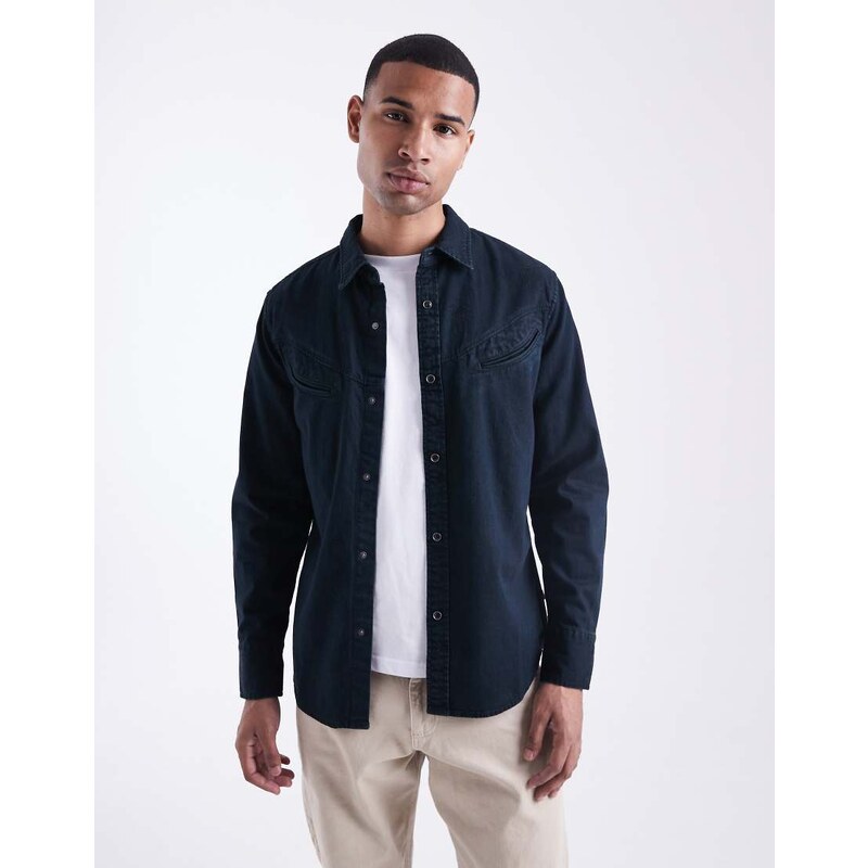 Levis western detailing denim shirt in washed black