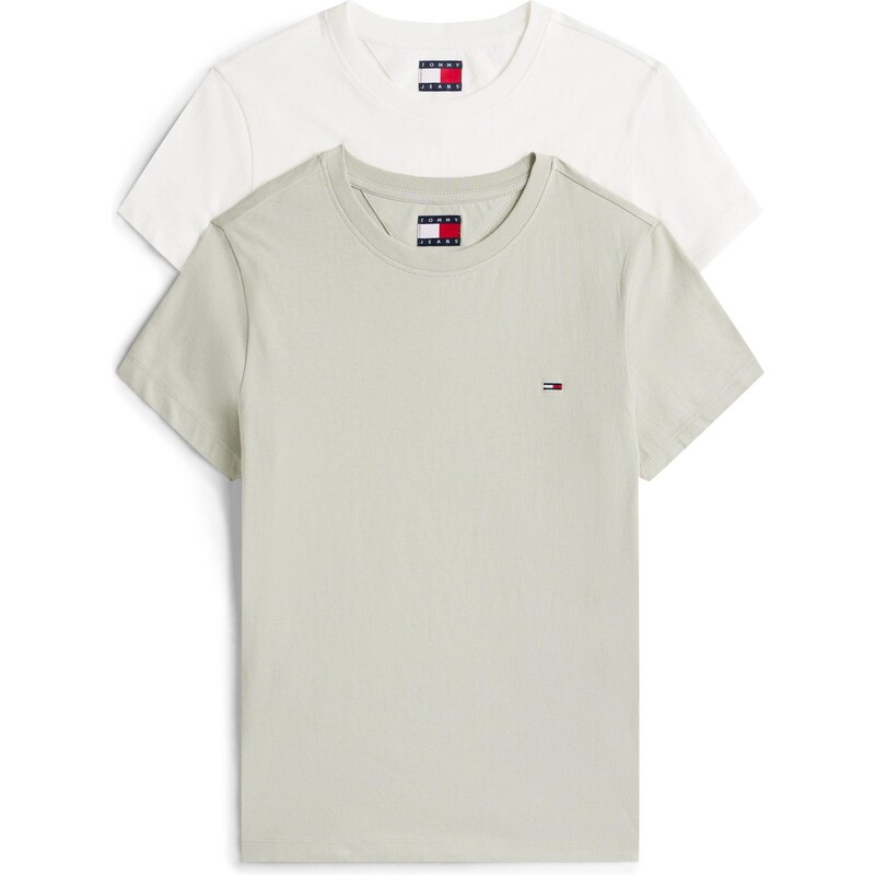 Tommy Jeans Tričko pastelově zelená / bílá