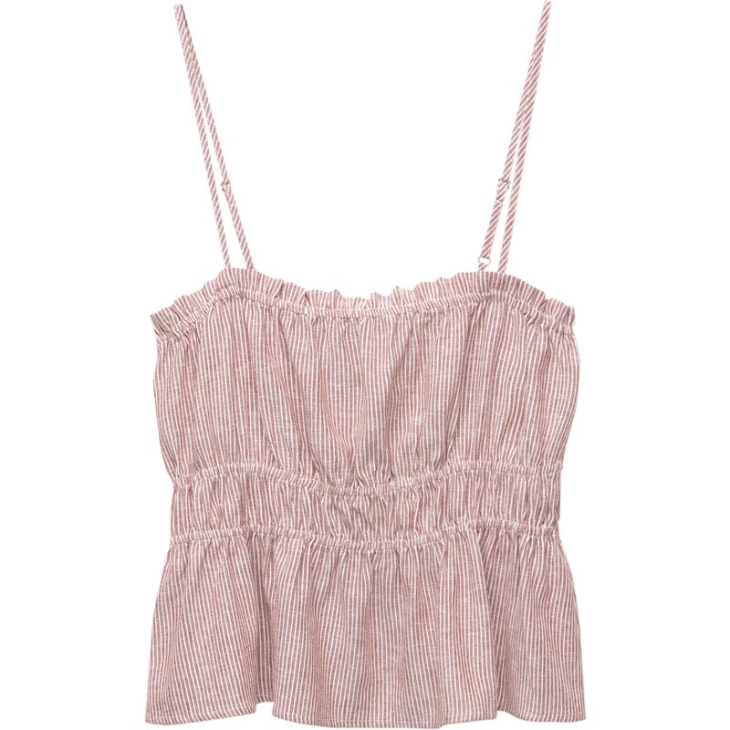 Pull&Bear Top burgundská červeň / bílá