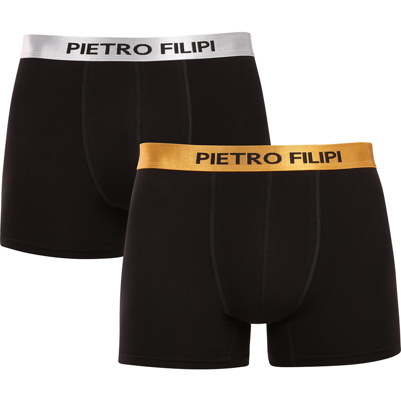 2PACK pánské boxerky Pietro Filipi černé Metalic mix (2PBMS3) 107575276