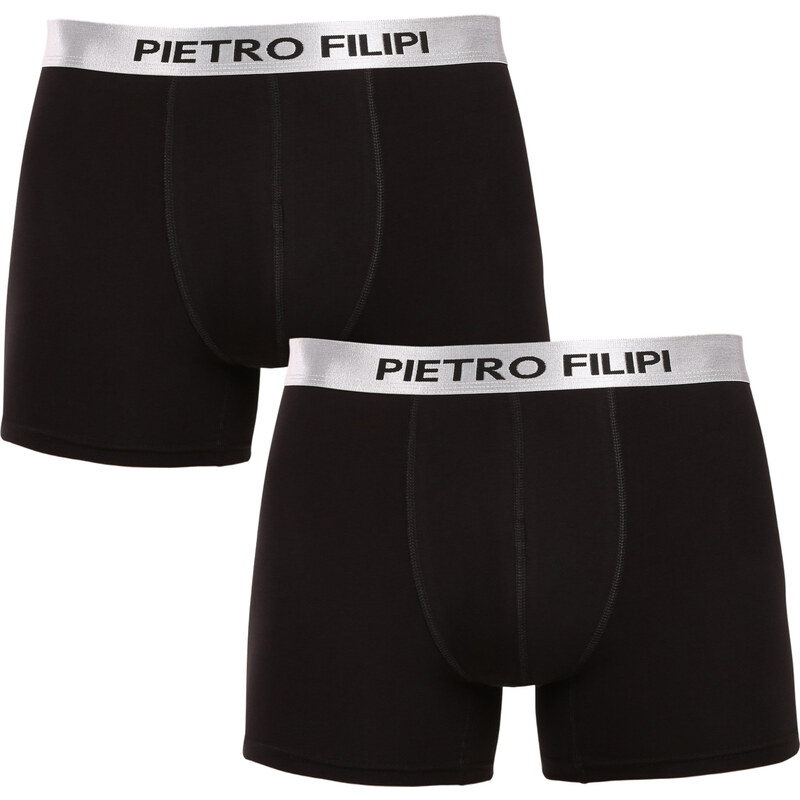 2PACK pánské boxerky Pietro Filipi černé Metalic silver (2PBMS2) 107575277