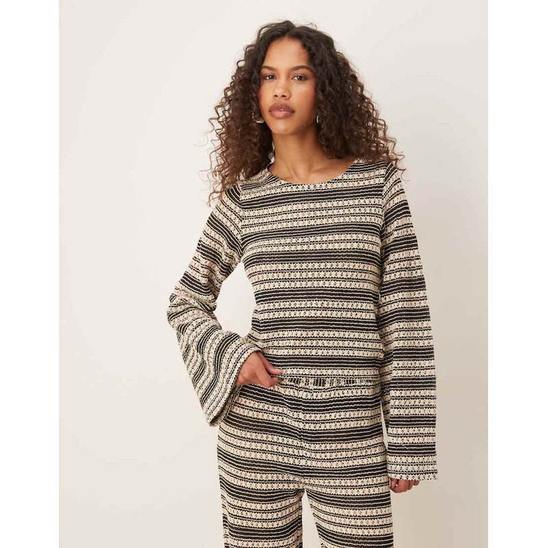 ASOS DESIGN co-ord stripe crochet stitch open tie back long