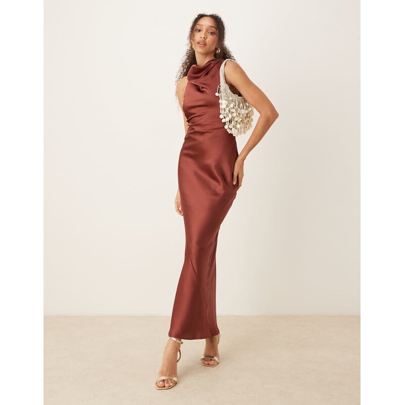 Pretty Lavish Everlee cowl maxi dress in copper-Orange