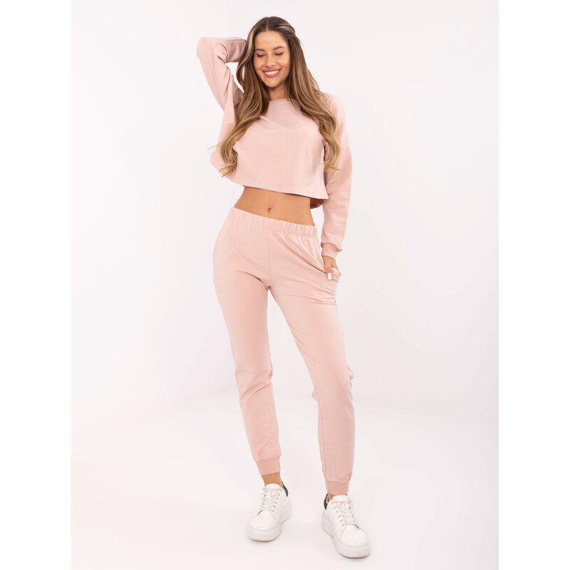 RUE PARIS Pudrová dámská tepláková souprava - pink 105429566