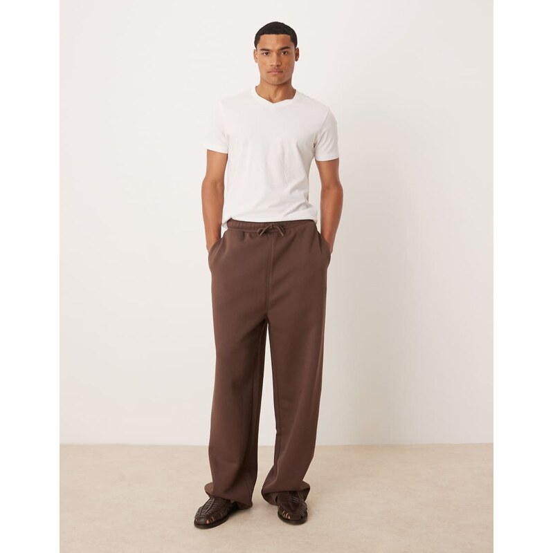 ASOS DESIGN essentials wide leg jogger in brown