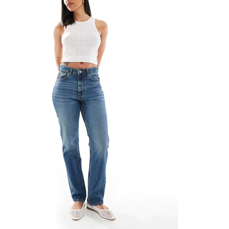 ASOS DESIGN 90s straight jeans in dark midwash-Grey