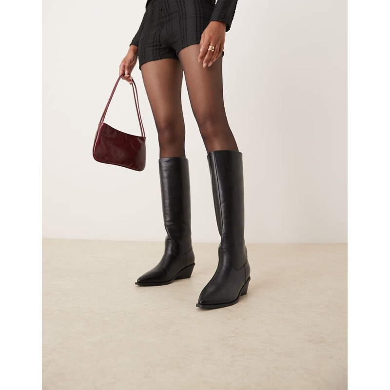 Glamorous western knee boots in black
