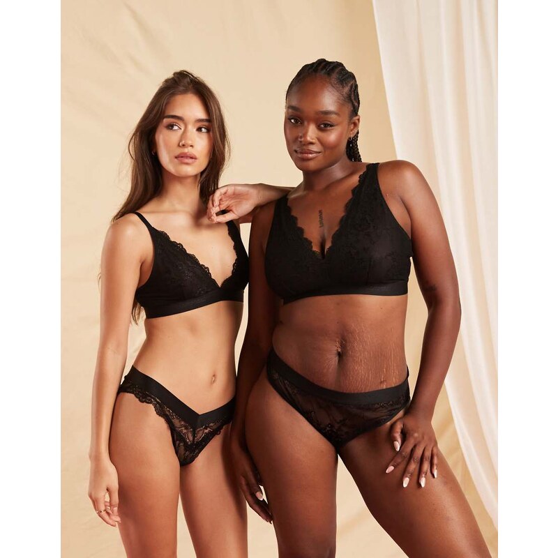 Lemonade Dolls Signature lace mid rise brief in black 107604073