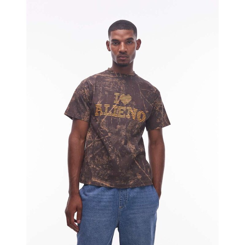 No Problemo alien motif cotton t-shirt in dark camo-Multi