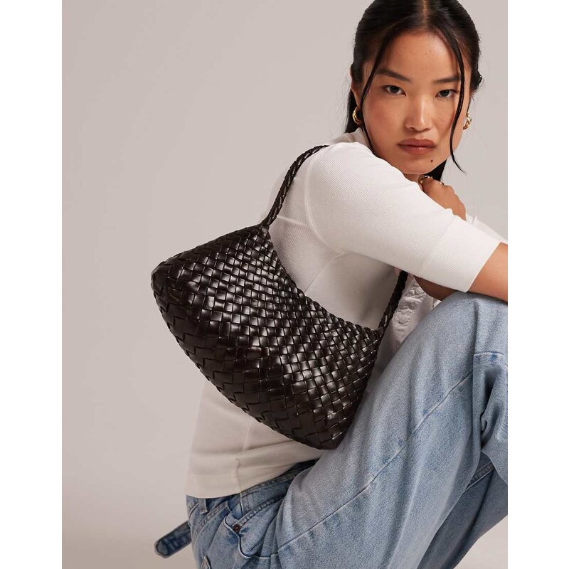 Dragon Diffusion Rosanna woven leather shoulder bag in dark