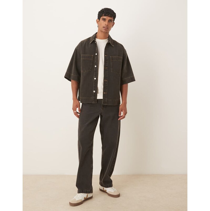 ASOS DESIGN co-ord loose straight jeans in brown wash