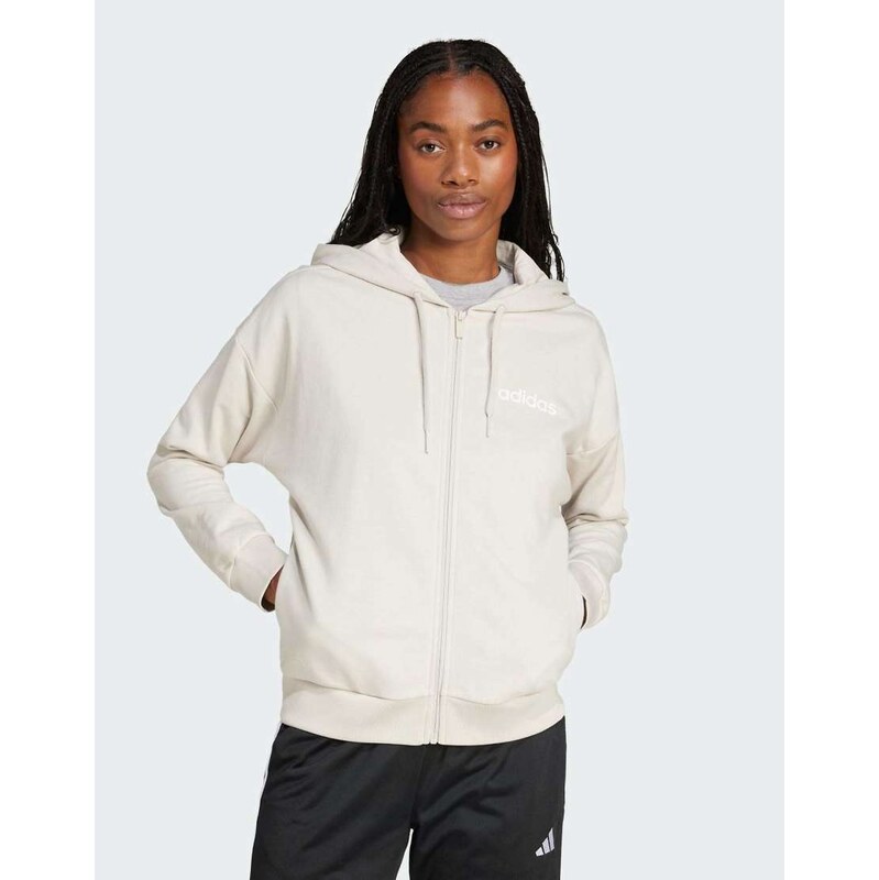 adidas performance Essentials linear full-zip french terry hoodie in 115503993