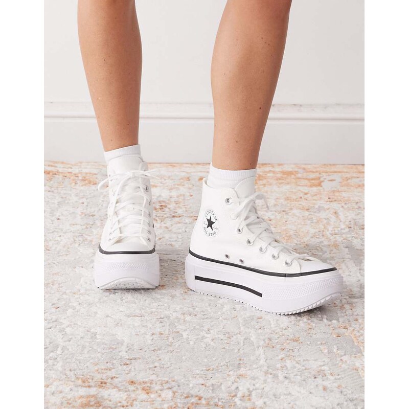 Converse Chuck Taylor All Star Lift Hi Double Stack trainers in white 107614012
