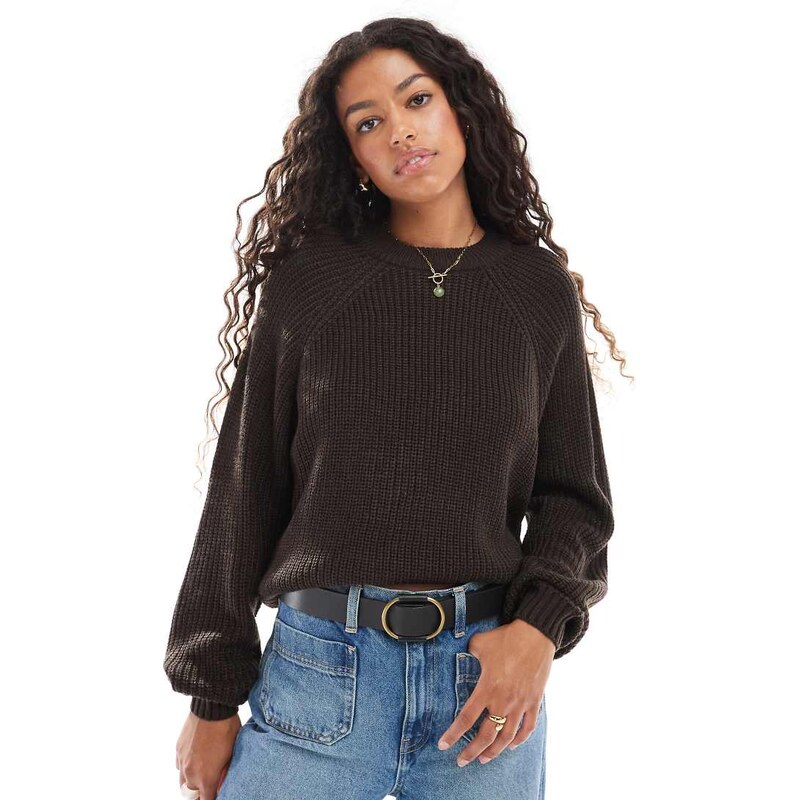 Threadbare crew neck jumper in chocolate brown