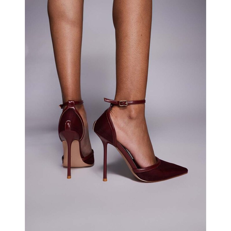 SIMMI Shoes Simmi London Mandisa mesh heeled shoes in burgundy