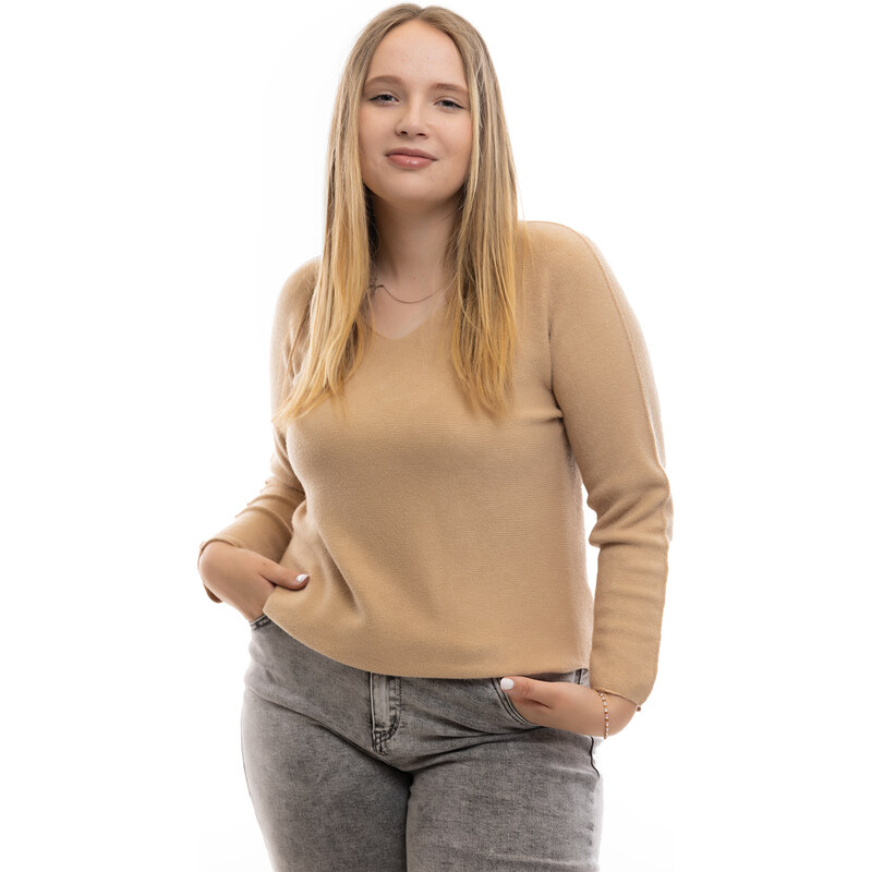 Italy fashion Lehký svetr COCOA Barva: Oříšková, Velikost: UNI: