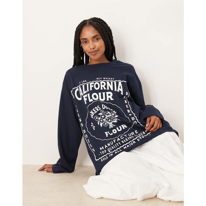 ASOS DESIGN long sleeve skater tee with california graphic in