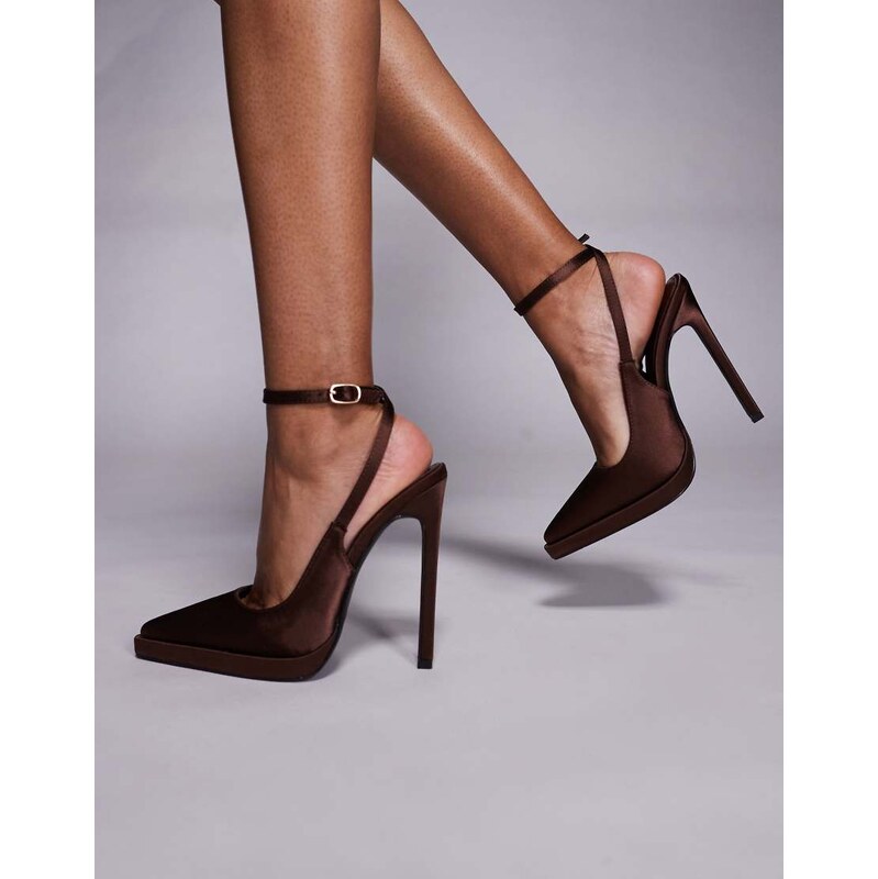 SIMMI Shoes Simmi London Landen platform heeled court shoe in brown 112645855