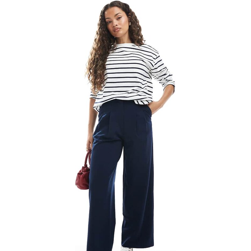 Miss Selfridge Petite tailored wide leg trouser in navy